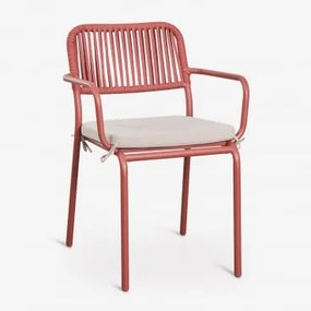 Pack De 4 Cadeiras De Jardim Empilháveis Com Braços Em Corda Trançada Arhiza Terracota - Sklum