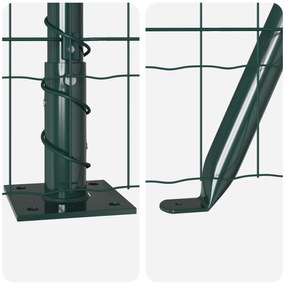 Cerca Euro com 7 Postes Flangeados 1.5x10 m Aço Galvanizado