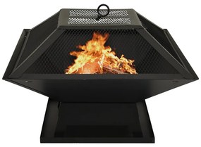 313354 vidaXL Braseira e barbecue 2-em-1 c/ atiçador 46,5x46,5x37cm aço inox.