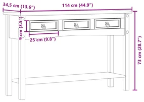 Mesa consola Corona 114x34,5x73 cm madeira de pinho maciça