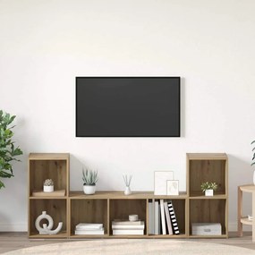vidaXL Conjunto de móvel de TV 3 pcs Castanho Madeira processada