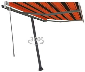 Toldo retrátil manual independente 350x250cm laranja e castanho
