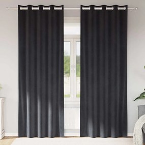 Cortinas Blackout vidaXL com Ilhós 2 pcs Veludo Cinza Escuro