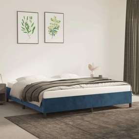 Estrutura de cama sem colchão 200x200 cm veludo azul-escuro
