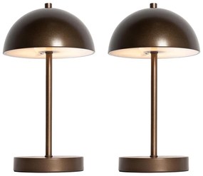 LED Conjunto de 2 Candeeiros de Mesa de Exterior Cogumelo Bronze Escuro Recarregáveis - Keira Moderno