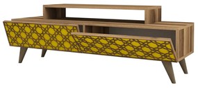 Móvel TV City – Nogueira e Amarelo – 140x48,8x41,8 cm