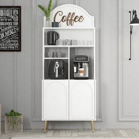 Armário de Cozinha/Sala "Caffè" - Branco e Dourado - 81.3x201x35cm - D