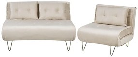 Conjunto de sofás-cama com 3 lugares em veludo creme VESTFOLD Beliani