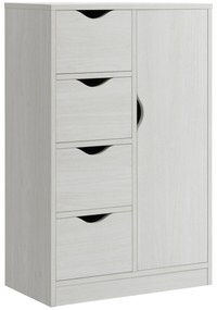 Armário de Sala de Estar Aparador Auxiliar com 4 Gavetas 1 Armário e Prateleira Inferior Móvel de Armazenamento 54x29x83cm Branco