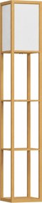 HOMCOM Candeeiro de Pé de Madeira com 3 Prateleiras para Lâmpada E27 Potência Máx. 40W 26x26x160 cm Madeira e Branco | Aosom Portugal