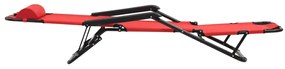 Espreguiçadeiras dobráveis c/ apoio de pés 2 pcs aço vermelho