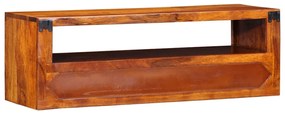 Armário de TV para parede 90x30x30 cm madeira acácia maciça