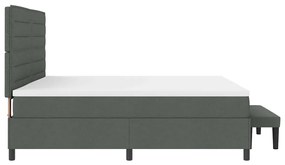 Cama Box Spring com Colchão &amp; Banco Cinza Escura 200x200 cm Tecido