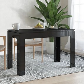 vidaXL Mesa de jantar 120x60x76 cm contraplacado preto brilhante