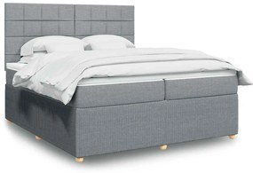 Cama com molas/colchão 200x200 cm tecido cinza-claro
