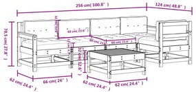 6 pcs conjunto lounge jardim c/ almofadões madeira maciça