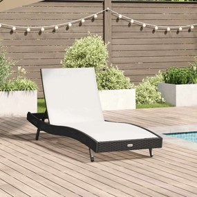 vidaXL Cadeira de Sol Preto em Rattan e Poliéster da