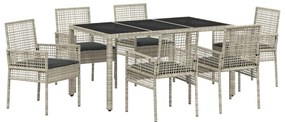 Conjunto de Jantar para Jardim 7 pcs Cinzento-claro