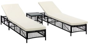 Conjunto de 2 Espreguiçadeiras de Jardim Espreguiçadeiras de Vime Sint