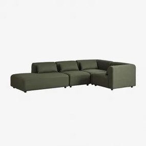 Sofá Modular De Canto Em L De 4 Peças Com Chaise Longue À Esquerda Fogler Tecido Pele De Borrego Verde Sálvia - Sklum
