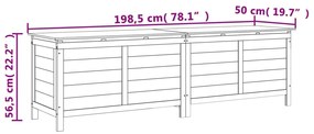 Caixa arrumação p/ jardim 198,5x50x56,5cm abeto maciço castanho