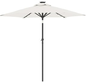 Guarda-sol jardim c/ LEDs e poste de aço 225x225x212 cm branco