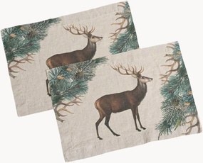 Individuais de mesa em linho Wild Deer, conjunto de 2