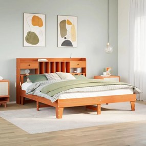 vidaXL Cama sem colchão 180x200 cm pinho maciço castanho-mel