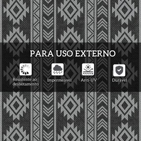 Tapete de Exterior Reversível 182x274 cm Impermeável Anti-UV para Viagens em Caravana Preto e Cinzento