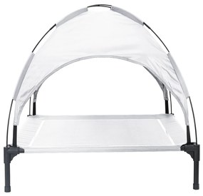 Cama Elevada para Cães com Teto Removível Cinza Prateado XL Aço