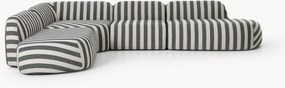 Sofá de canto modular XL com chaise longue às riscas Wolke