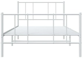 Estrutura de cama com cabeceira e pés 100x190 cm metal branco