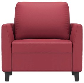 Poltrona 60 cm couro artificial vermelho tinto