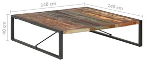 Mesa de centro 140x140x40 cm madeira recuperada maciça