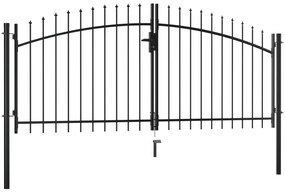 Portão de cerca com porta dupla e topo em lanças 300x150 cm