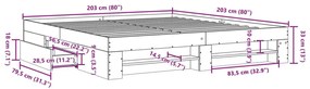 Estrutura de cama 200x200 cm derivados de madeira branco
