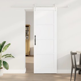 Porta Deslizante vidaXL com Conjunto de Hardware Branco 73.5x211 cm Madeira Sólida de Pinho