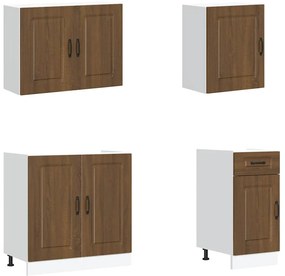 7 peças armário de cozinha conjunto Kalmar carvalho castanho