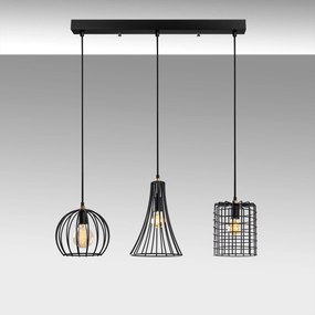 Chandelier Teltrio – Preto Antique – 91 x 25 x 49-129 cm