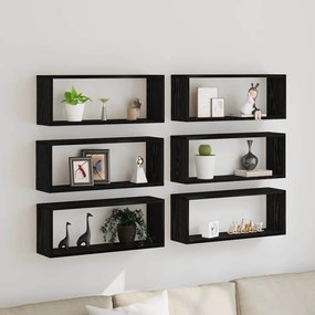 Estantes de Parede vidaXL 6 pcs Carvalho Preto 60x15x23 cm Madeira Engenharia