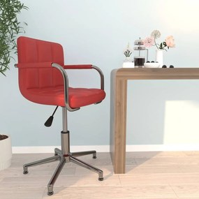 vidaXL Cadeira de escritório giratória couro artificial vermelho tinto