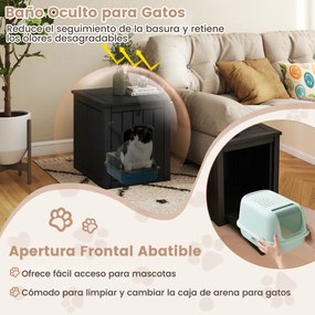 Móvel Caixa Areia para gatos interior e exterior 60 x 47 x 54,5 cm com recinto para caixa de areia (NÃO INCLUIDA), porta frontal rebatível Preta