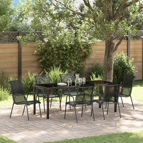 vidaXL Conjunto de Jantar de Jardim 7 Peças Preto Textilene e Aço