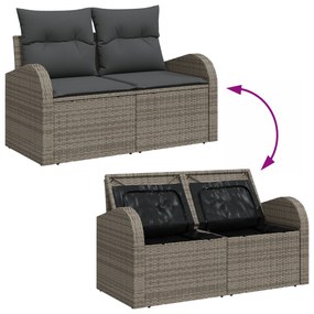 Conjunto de Sofá de Jardim vidaXL de 5 peças com Almofadas Cinza Polir