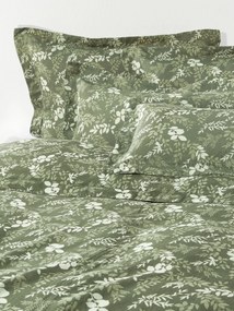 Capa de edredão em mistura de linho e algodão com padrão de folhas Pola