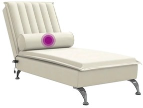Chaise lounge de massagem com rolo veludo creme