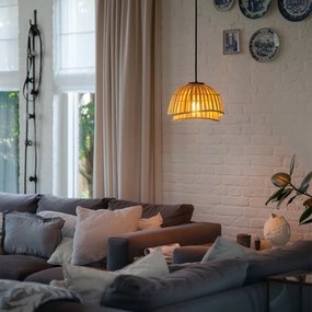 Candeeiro de suspensão oriental preto com bambu natural 30 cm - Pua