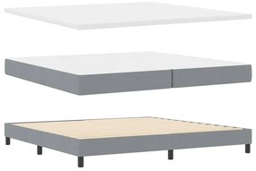 Cama Box com Colchão Cinza Claro 200x200 cm Tecido