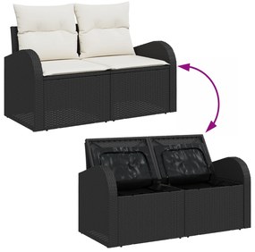 Conjunto de Sofá de Jardim vidaXL de 6 Peças com Almofadas Preto Vime