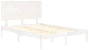 Estrutura cama pequena casal 120x190 cm pinho maciço branco